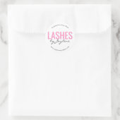 Eenvoudig roze wimperlabel ronde sticker (Tas)