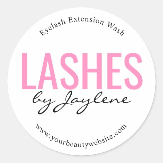 Eenvoudig roze wimperlabel ronde sticker (Voorkant)