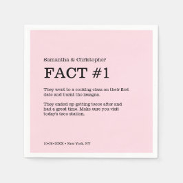 Eenvoudig roze wit bruiloft feit servet