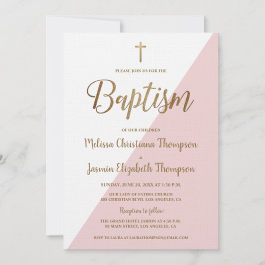 Eenvoudig roze wit en goud kaart (Voorkant)