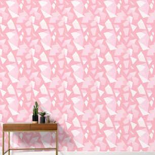Eenvoudig roze & wit geometrisch behang