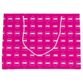 Eenvoudig Roze Wit Herhalend Bedrijfslogo Patroon Groot Cadeauzakje