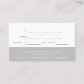 Eenvoudig roze witte cadeaubon visitekaartje (Achterkant)