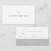 Eenvoudig roze witte cadeaubon visitekaartje (Voorkant / Achterkant)