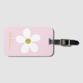 Eenvoudig roze witte feestdag - Gold persoonlijk r Bagagelabel