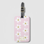 Eenvoudig roze witte feestdag met gouden monogram bagagelabel (Voorkant (verticaal))
