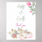 Eenvoudig roze witte grenery kleine Baby pompoen Poster (Voorkant)