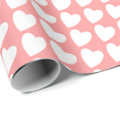 Eenvoudig roze witte hartritmepatronen cadeaupapier (Rol Hoek)