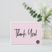 Eenvoudig Roze Zwart Bedrijf Logo Custom Bedankt Briefkaart (Staand voorkant)