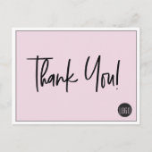 Eenvoudig Roze Zwart Bedrijf Logo Custom Bedankt Briefkaart (Voorkant)