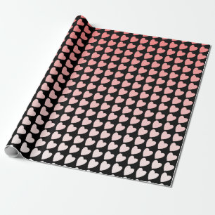 Eenvoudig Roze Zwart Hart Patroon Meisjesachtig Pa Cadeaupapier