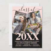 Eenvoudig roze zwart ombre Afstuderen Foto Collage Kaart (Voorkant)