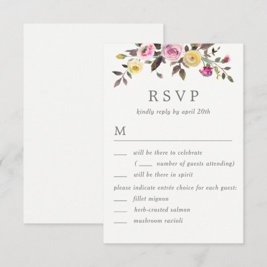 Eenvoudig RSVP-verbinding met menuopties Kaart (Voorkant / Achterkant)