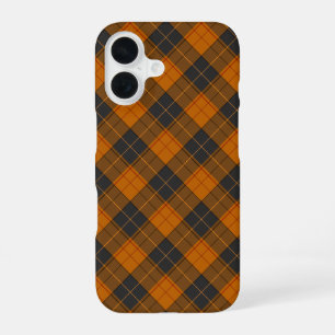 Eenvoudig ruitvormig diagonaal patroon in donkeror iPhone 16 hoesje