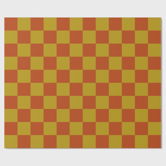 Eenvoudig Rust en Goud Checkerboard Patroon Cadeaupapier (Vlak)