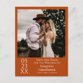 Eenvoudig Rust Oranje Weddenschap Sparen de Foto v Briefkaart (Voorkant)