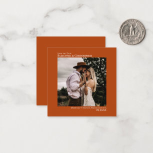 Eenvoudig Rust Oranje Weddenschap Sparen de Foto v Notitiekaartje