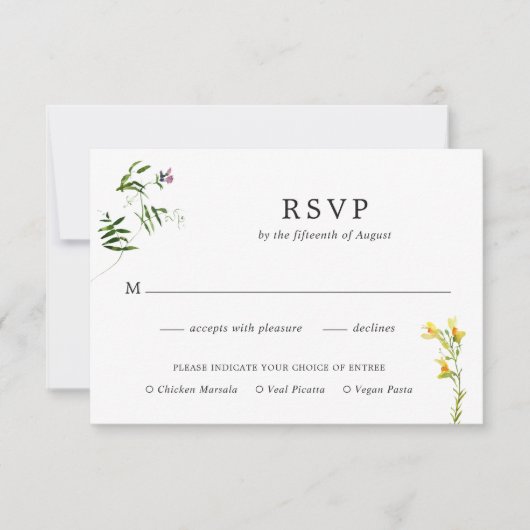 Eenvoudig Rustic Boho Floral Wildflower Korting RSVP Kaartje (Voorkant)