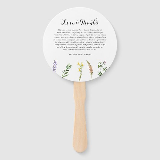 Eenvoudig Rustic Boho Floral Wildflower Wedding Handwaaier (Achterkant)