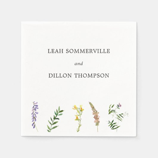 Eenvoudig Rustic Boho Floral Wildflower Wedding Servet (Voorkant)
