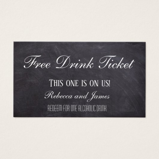 Eenvoudig Rustic Chalkboard Wedding Free Drink Tic Visitekaartje (Voorkant)