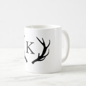 Eenvoudig Rustic Deer Antler Monogram op maat Koffiemok (Voorkant rechts)