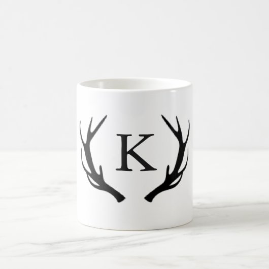 Eenvoudig Rustic Deer Antler Monogram op maat Koffiemok (Center)