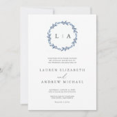 Eenvoudig Rustic Dusty Blue Modern Greenery Weddin Kaart (Voorkant)