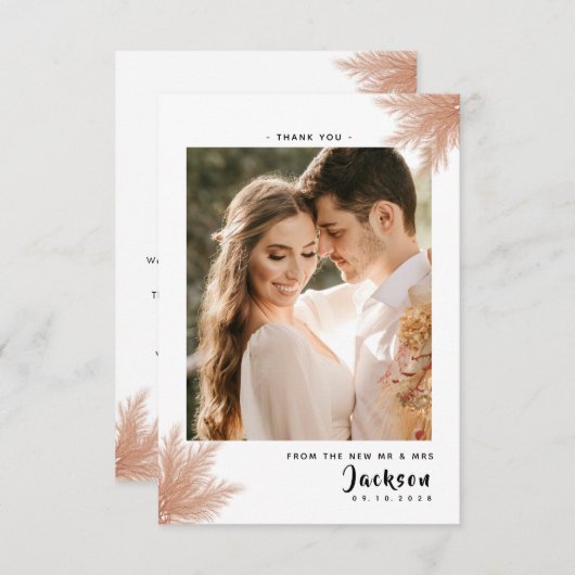 Eenvoudig Rustic Elegant met foto Weddenschap Bedankkaart (Voorkant / Achterkant)
