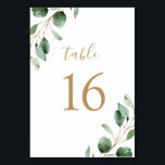 Eenvoudig Rustic Eucalyptus Greenery Wedding Kaart<br><div class="desc">Deze aanpasbare Table Numbers Card is ontworpen om te coördineren met ons Moody Greenery bruiloft collectie en biedt waterverf groene eucalyptusbladeren en is voorzien van een stijlvol script en een stijlvolle serif font in goud. Om geavanceerde veranderingen aan te brengen, ga naar "klik om verder"optie aan te passen onder Personaliseer...</div>