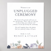 Eenvoudig Rustic Floral Unplugged Ceremony-teken Poster (Voorkant)