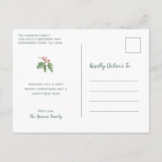 Eenvoudig Rustic Greenery Wreath Merry Kerstmis Feestdagenkaart (Achterkant)