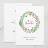 Eenvoudig Rustic Greenery Wreath Merry Kerstmis Feestdagenkaart (Voorkant / Achterkant)