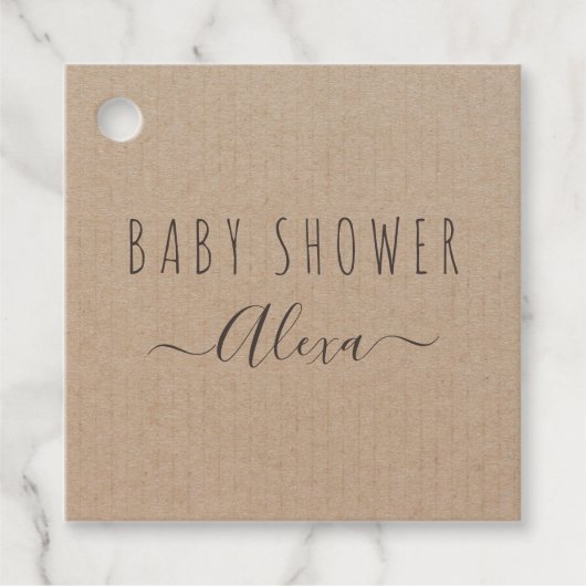 eenvoudig Rustic Kraft Paper Baby shower Bedankjes Labels (Voorkant)