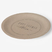  eenvoudig Rustic Kraft Paper Baby shower Papieren Bordje (Gekanteld)