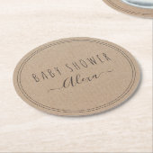  eenvoudig Rustic Kraft Paper Baby shower Ronde Kartonnen Onderzetter (Gebogen)