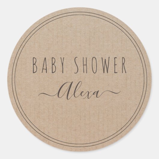  eenvoudig Rustic Kraft Paper Baby shower Ronde Sticker (Voorkant)
