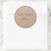  eenvoudig Rustic Kraft Paper Baby shower Ronde Sticker (Tas)