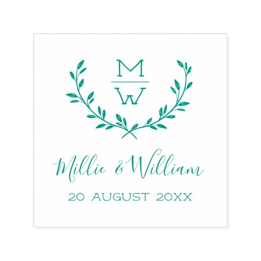 Eenvoudig Rustic Monogram met aangepast huwelijk Zelfinktende Stempel (Design)