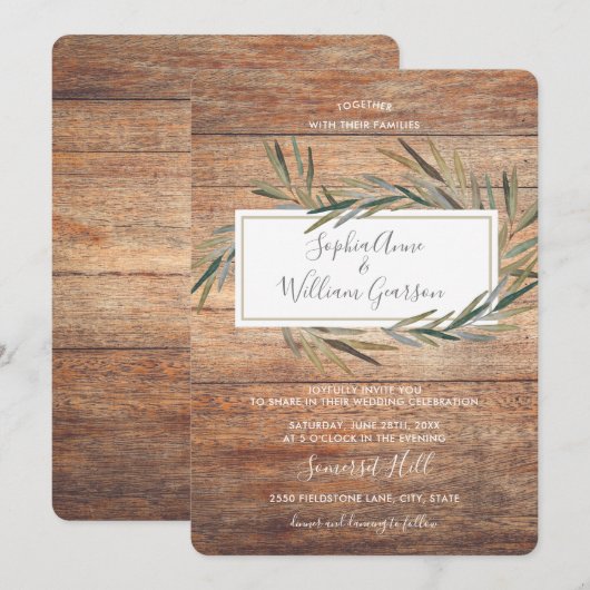 Eenvoudig Rustic Wedding Barn Wood en Waterverf He Kaart (Voorkant / Achterkant)