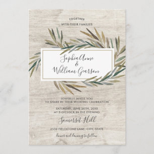 Eenvoudig Rustic Wedding White Wood & Waterverf He Kaart