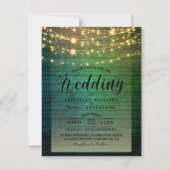 Eenvoudig Rustic Wood Dark Lights String bruiloft Kaart (Voorkant)