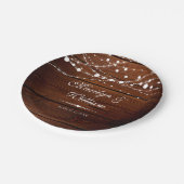 Eenvoudig Rustic Wood en String Lights Wedding Papieren Bordje (Gekanteld)