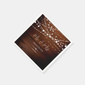 Eenvoudig Rustic Wood en String Lights Wedding Servet (Hoek)