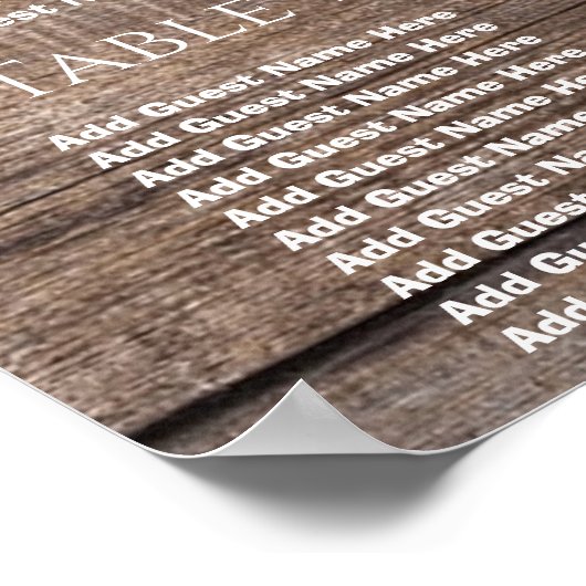 Eenvoudig Rustic Wood Wedding Seating Chart Poster (Hoek)