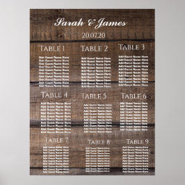Eenvoudig Rustic Wood Wedding Seating Chart Poster