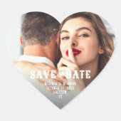 Eenvoudig rustiek Bewaar de datum Foto Bruiloft Fa Hart Sticker (Voorkant)