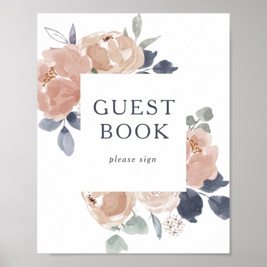 Eenvoudig Rustiek Bloem Guestbook Bord Poster (Voorkant)