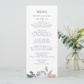 Eenvoudig rustiek bloemenbruiloft diner menu (Staand voorkant)