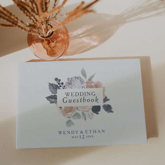 Eenvoudig rustiek bloemenbruiloft gastenboek